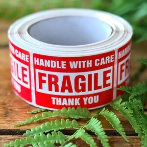 Red Fragile Handle With Care Stickers